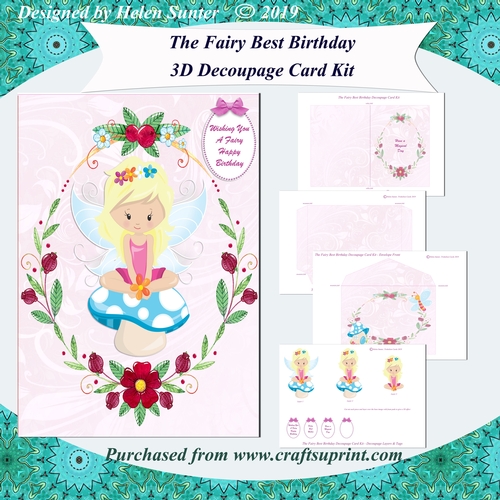 The Fairy Best Birthday Blonde Haired Fairy Card Kit with Envelope, Inserts and Sentiment Tags