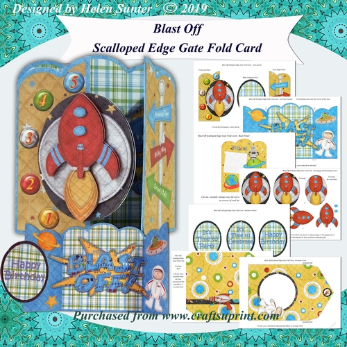 Blast Off Scalloped Edge Gate Fold Card & Envelope Kit