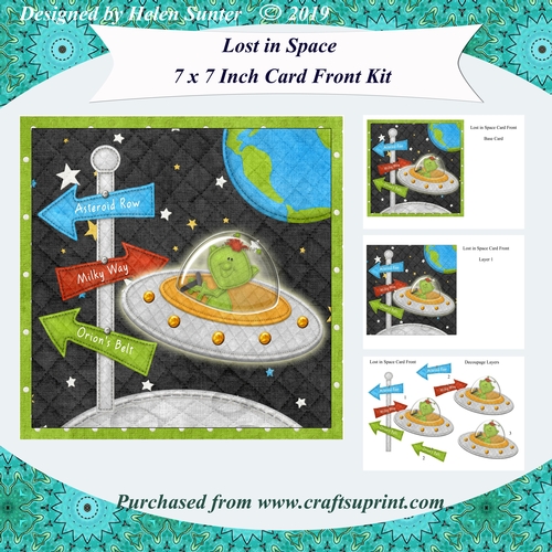 Lost in Space 7 x 7 Inch Card Front with Optional Decoupage