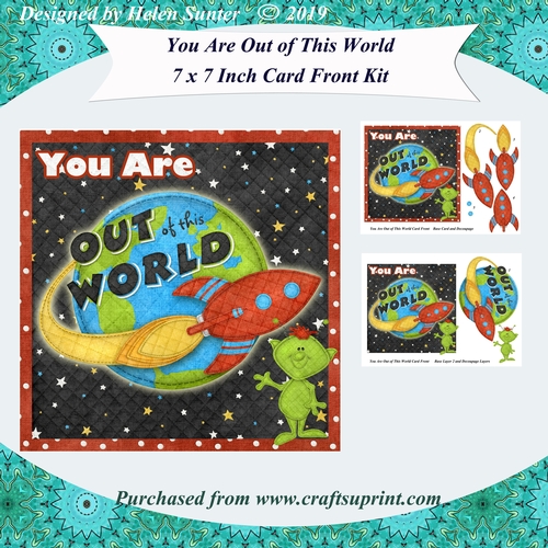 You Are Out of This World 7 x 7 Inch Card Front with Decoupage