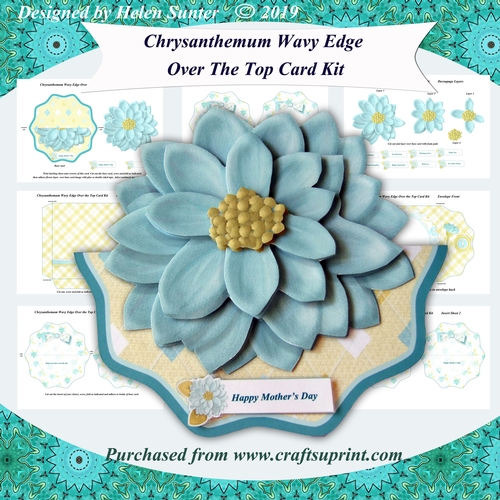Chrysanthemum Wavy Edge Over the Top Decoupage Card Kit with Envelope & Inserts