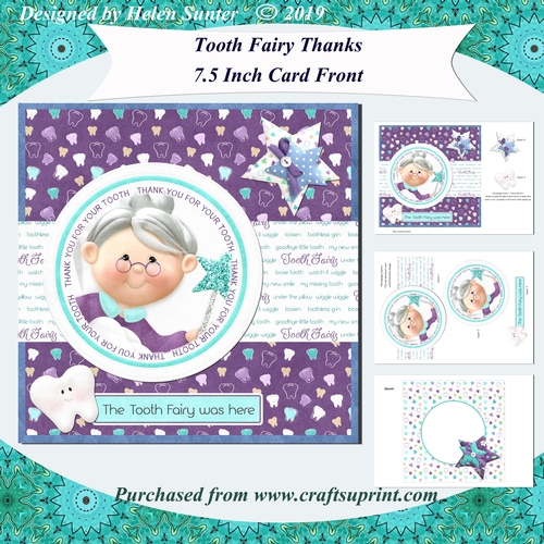 Tooth Fairy Thanks Card Front Mini Kit with Decoupage & Insert
