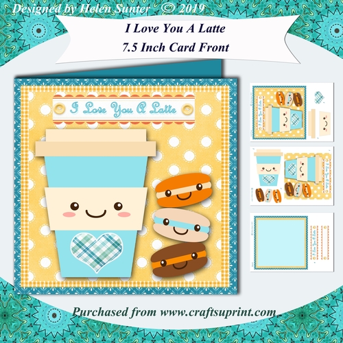 I Love You A Latte 7.5 Inch Humorous Card Front with Decoupage & Insert 