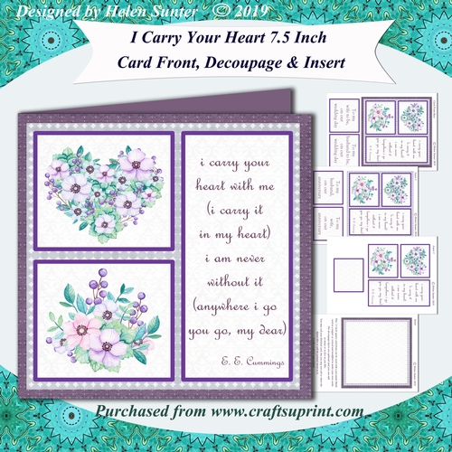 I Carry Your Heart 7.5 Inch Card Front with Bride and Groom Tiles