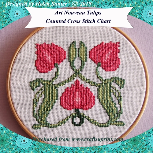 Art Nouveau Tulips Counted Cross Stitch Chart