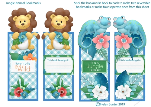 Jungle Animals Lion and Lizard Reversible Over the Edge Bookmarks