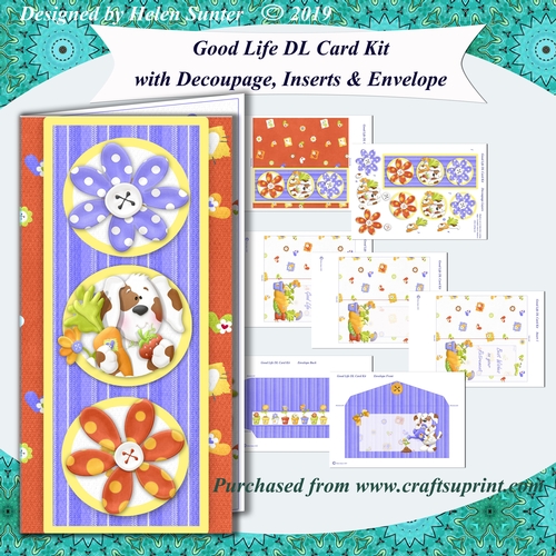 Good Life DL 3D Decoupage Card Kit with Inserts & Envelope