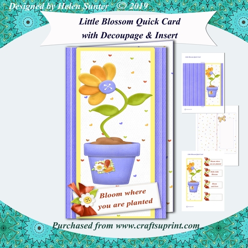 Little Blossom Quick Tall Card with Topper, Sentiments and Insert