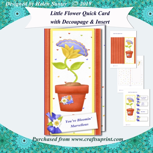 Little Flower Quick Tall Card with Topper, Sentiments and Insert