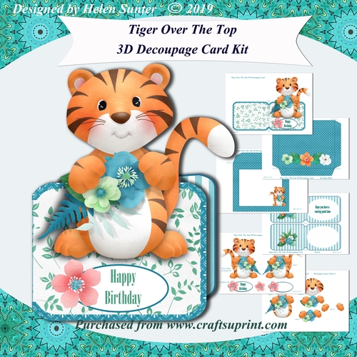 Tiger Over the Top 3D Decoupage Complete Card Kit