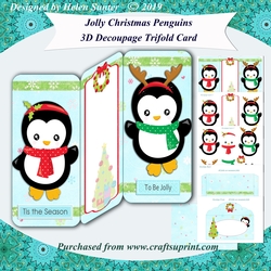 Jolly Christmas Penguins 3D Decoupage Trifold Card and Envelope Kit