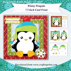 Wintry Penguin 7.5 Inch Card Front with Decoupage