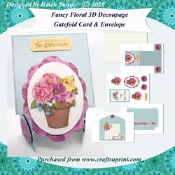 Fancy Fold Down Floral 3D Decoupage Gatefold Card & Envelope