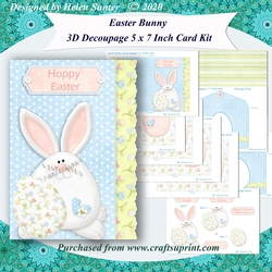 Easter Bunny 3D Decoupage 5 x 7 Inch card Inserts & Envelope Kit