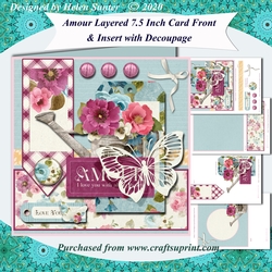 Amour Vintage Floral Layered 7.5 inch card Front with Insert