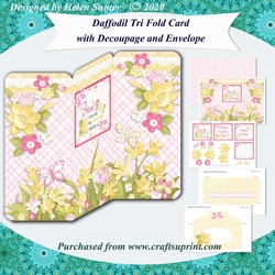 Daffodil Tri Fold 3D Decoupage Card and Envelope Kit