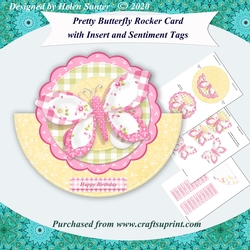 Pretty Butterfly Rocker Card with Insert, Decoupage and Extra Sentiment Tags