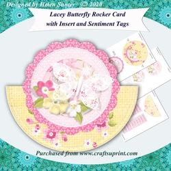 Lacey Butterfly Rocker Decoupage Card, Insert and Extra Sentiments Kit