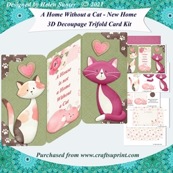 A House is Not a Home Without a Cat 3D Decoupage Trifold & Envelope Card Kit