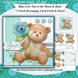 Love You To The Moon and Back 7.5 Inch 3D Decoupage Card Front & Insert & Extra Sentiments