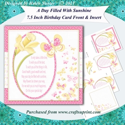 A Day Full of Sunshine 7.5 Inch Decoupage Card Front and Insert