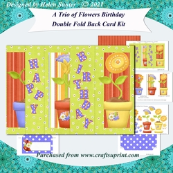 A Trio of Flowers Double Fold Back Birthday Card Kit