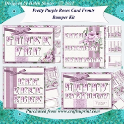 Pretty Purple Roses Card Fronts Bumper Kit - Thank You, Birthday, Sympathy & Get Well Soon