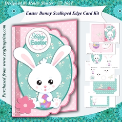 Easter Bunny Scalloped Edge Asymmetric Decoupage Card