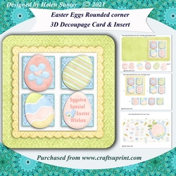 Easter Eggs Squares Rounded Corner Decoupage Card and Insert