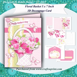 Floral Basket 5 x 7 3D Decoupage Card and Envelope