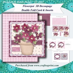 Flowerpot Double Fold Decoupage Card & Inserts