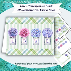 Love - Hydrangeas 5 x 7 Inch 3D Decoupage Card & Insert
