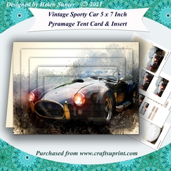 Sporty Vintage Car 5 x 7 Inch Pyramage Tent Card & Insert