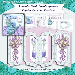 Lavender Fields Double Aperture Pop Out Card and Envelope