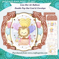 Lion Hot Air Balloon Double Pop Out Pyramage Card & Envelope