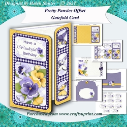Pretty Pansies Offset Gatefold Card with Various Sentiments