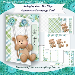 Swinging Over The Edge Asymmetric Decoupage Card & Inserts - Blue