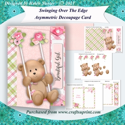 Swinging Over The Edge Asymmetric Decoupage Card & Inserts - Pink