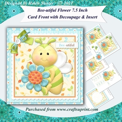 Bee-Utiful 7.5 Inch Card Front with Decoupage, Insert & Sentiment Tiles