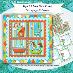 Childrens Birthday Toys 7.5 Inch Card Front with Decoupage and Inserts 