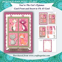 You Are The Cats Pyjamas Card Front & Insert to fit A5 Card