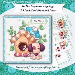 In the Doghouse - Sorry 7.5 Inch Card Front with Decoupage and Insert