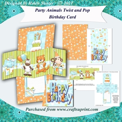 Party Animals Twist and Pop Birthday Card