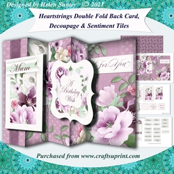 Heartstrings Floral Double Fold Back Card with Decoupage & Sentiment Tiles