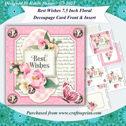 Best Wishes 7.5 Inch 3D Decoupage Card Front and Insert