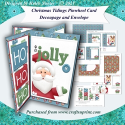 Christmas Tidings Pinwheel Card and Envelope with Optional Decoupage