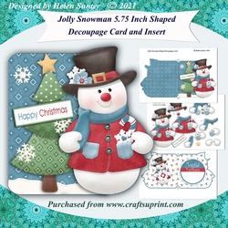 Jolly Snowman 5.75 Inch Shaped Decoupage Card & Insert