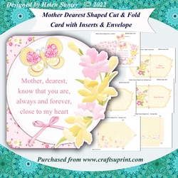 Mother Dearest Cut & Fold Shaped Card with 3 Inserts & Envelope