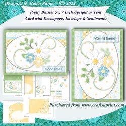 Pretty Daisies 5 x 7 Inch Decoupage Card, Insert & Envelope & Sentiments