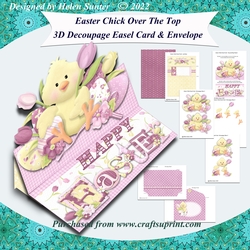 Easter Chick Over The Top 3D Decoupage Easel Card & Envelope